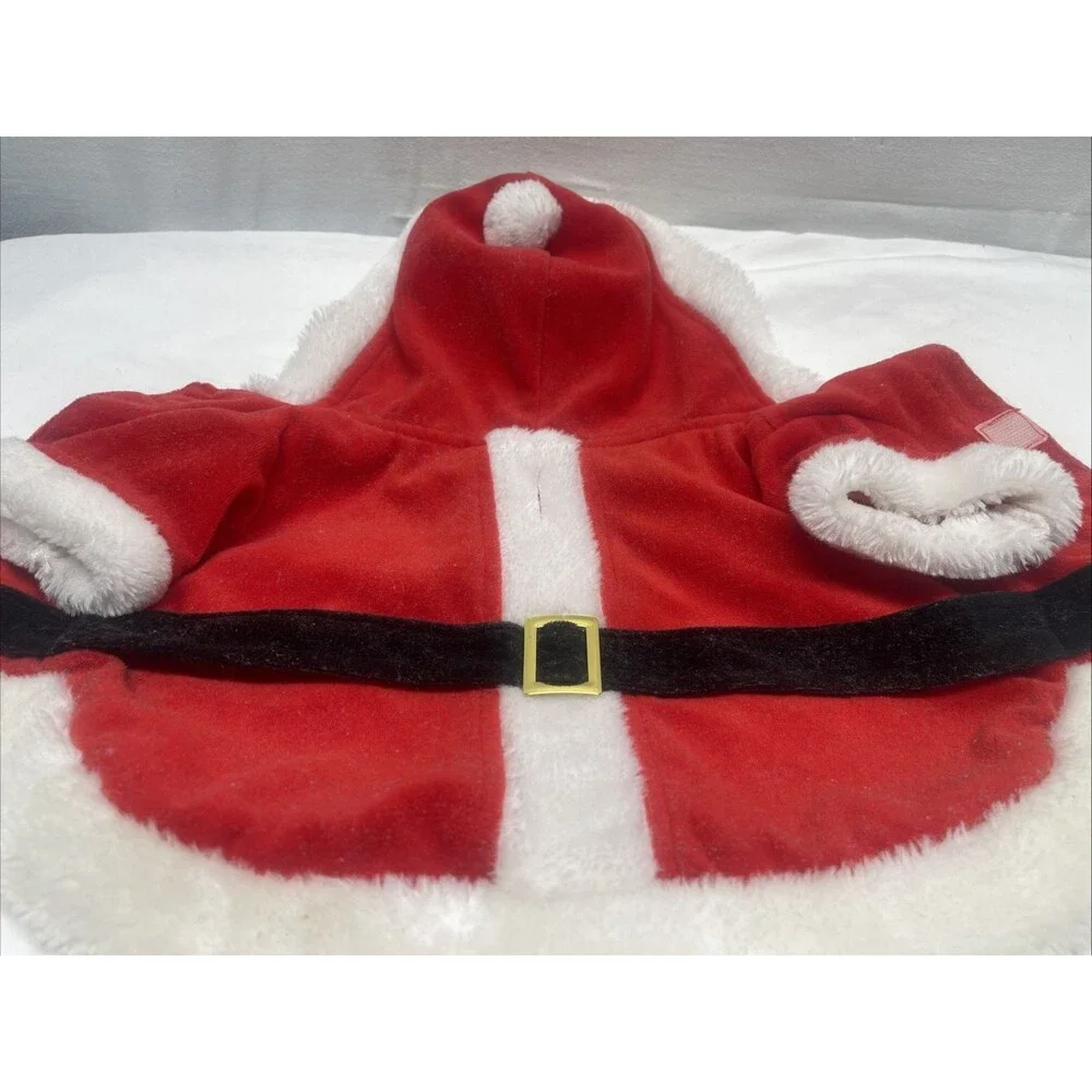 Hoodie Santa Suit Dog Sweater Jacket Cat Pet Small Velvet Fur Trim Christmas Red